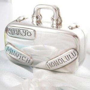 Tiffany Silver Travel Suitcase Luggage Pillbox